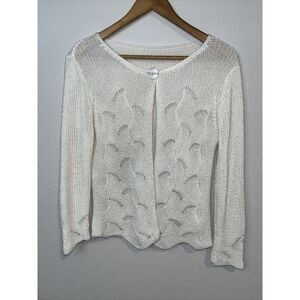 Women's Cream Loose Cable Knit Open Front Oversized Cardigan Size Small